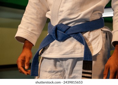 martial arts in this case jiu jitsu where you can see details of the kimono, blue belt, sweeps, grips... - Powered by Shutterstock