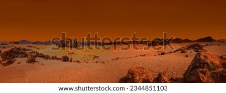 Martian Mountains of the Desert Landscape of the Planet Mars. Image of a Landscape similar to Mars