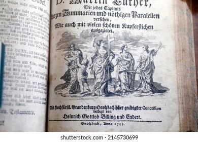 Martin Luther Bible. Printed In 1755 Onolzbach.  Strasbourg. France. 10-29-2017