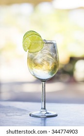 Martini Bianco Vermouth Spritzer With Lime Cocktail