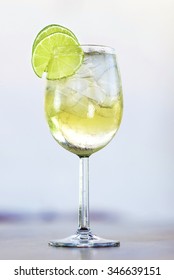 Martini Bianco Vermouth Spritzer With Lime Cocktail