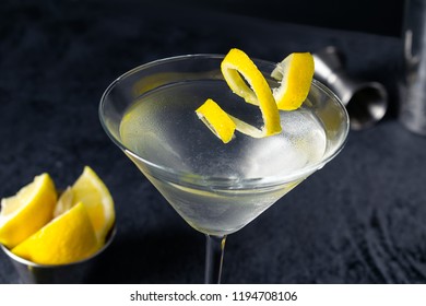 Martini Cocktail Lemon Twist On Dark Stock Photo 1194708106 | Shutterstock