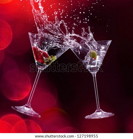 martini drinks over dark background