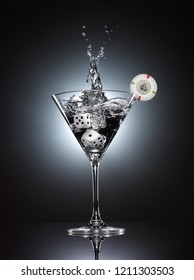 martini glass splash vodka cocktail