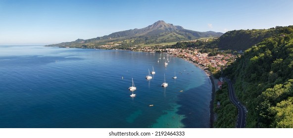 Martinique, The Bay Of Saint-Pierre With The Volcano Mount Pelée In The Background