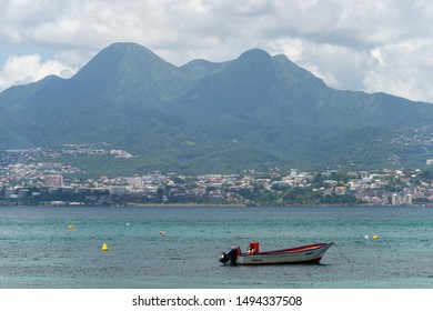 Anse-à-l'Âne, Martinique, FR - 20 August 2019: View Of The Summit Of Montagne Pelée Volcano.