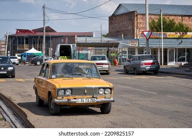 Martuni, Armenia - August 10, 2021: Vintage Soviet Car VAZ 2106 In Armenia