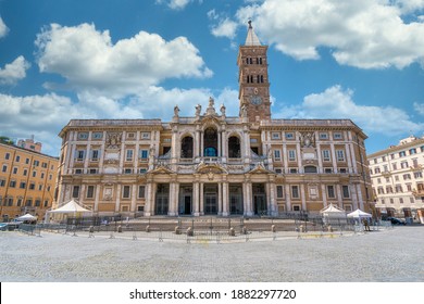 The marvelous facade of the Basilica of Santa Maria Maggiore in Rome, Italy. - Shutterstock ID 1882297720