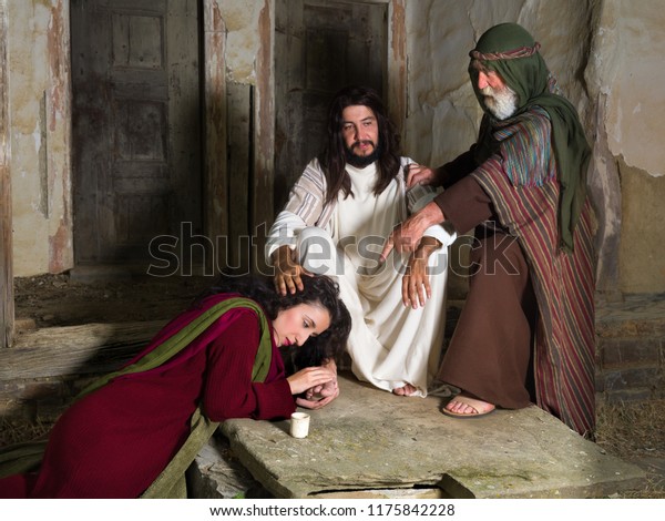 Mary Bethany Crying Shame Anointing Jesus Stock Photo (Edit Now) 1175842228