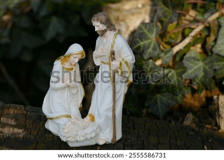 Mary, Joseph and baby Jesus, Bethlehem Christmas nativity scene