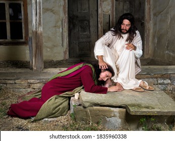 Mary Magdalene Crying Of Shame And Embalming Jesus' Feet