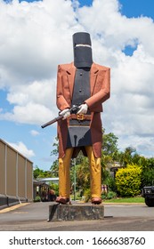 Maryborough, QLD / Australia - February 26 2020: Ned Kelly Bush Ranger Statue