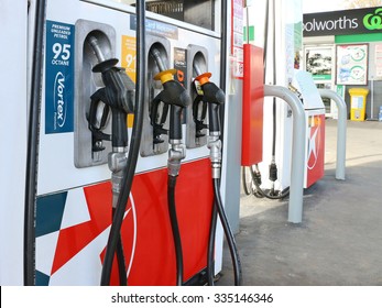 MARYBOROUGH, VICTORIA, AUSTRALIA - August 28, 2015: Caltex Woolworths co-branded fuel outlets form part of an alliance between Woolworths Ltd and Caltex Australia Petroleum Limited
