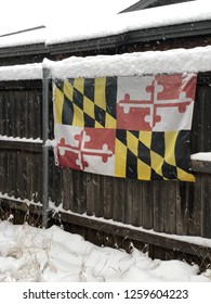 Maryland Flag In Snow