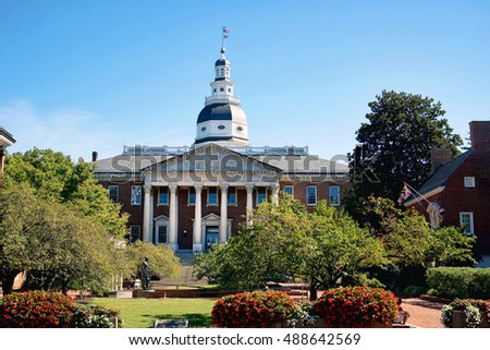 Maryland State Capital building in Annapolis, Maryland.