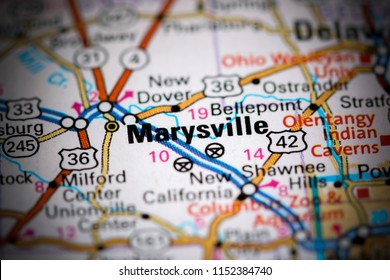 Marysville. Ohio. USA On A Map