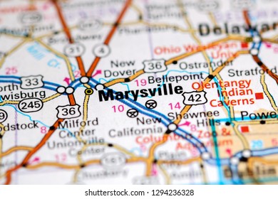 Marysville. Ohio. USA On A Map