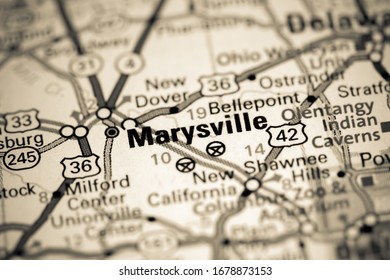 Marysville. Ohio. USA On A Map