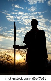 Masai Warrior Against Sunset