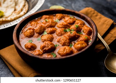 Masala Soya Chunk Curry Made Using Soyabean Nuggets And Spices - Protein Rich Food From India