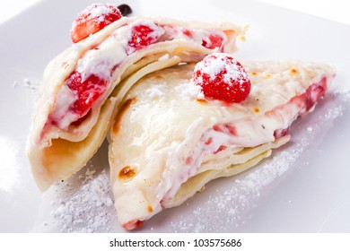 Mascarpone Cheese Pancakes With Fresh Strawberries