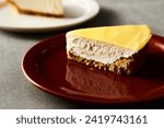 Mascarpone cheesecake with lemon curd and shortbread base. 