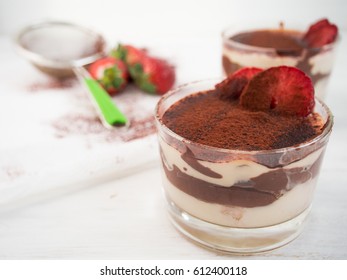 Mascarpone Cream With Strawberries And Chocolate Cream