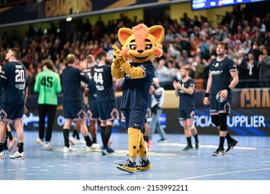 The Mascot Of PSG (lynx, Bobcat) During The EHF Champions League, Play-offs Handball Match Between Paris Saint-Germain (PSG) And Elverum On April 7, 2022 In Paris, France.