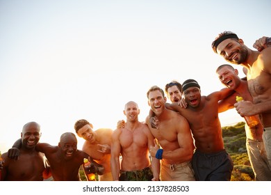 Masculine Energy. Cropped Portrait Of A Group Of Macho Male Friends In The Outdoors.