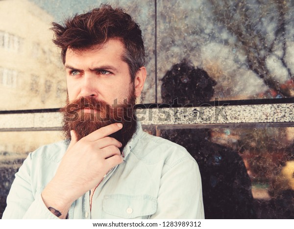 Masculinity Concept Hipster Tousled Hair Touches Stock Photo Edit