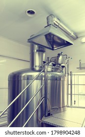 Mash Mixing Vat And Ventilation Hood, Brewery Equipment, Toned