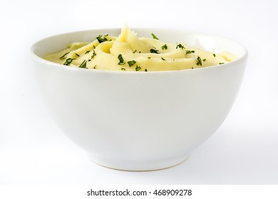 Mashed potato in bowl isolated on white background


