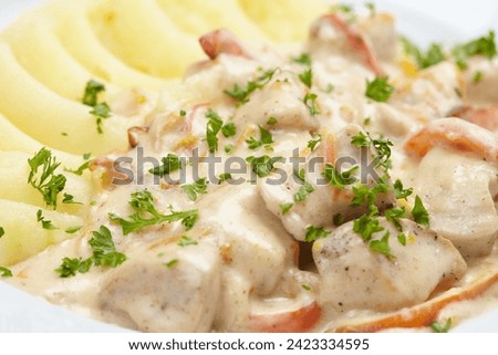 mashed potato with meat and sauce