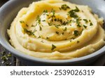 Mashed Potatoes: Smooth, creamy potatoes, mashed with butter and milk, a classic side dish for nearly any meal.