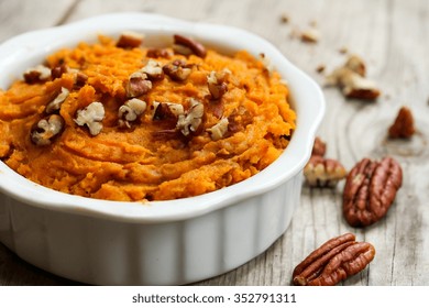 Mashed Sweet Potatoes With Pecans