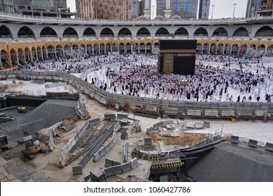 Masjidil Haram,Mecca-January26th,2018:View Of The Haram Mosque Interior Renovation And To Look For Additional Zam Zam Water Source.Zamzam Well Supplied Natural Water From The Underground.