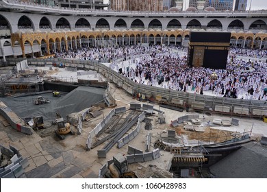 Masjidil Haram,Mecca-January26th,2018:View Of The Haram Mosque Interior Under Construction To Look For Additional Zam Zam Water Source.Zamzam Well Supplied Natural Water From The Underground.