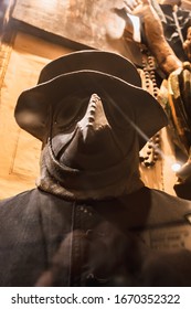 Mask With A Beak. Plague Doctor - Protective Clothing Of The Middle Ages. Shallow Depth Of Field