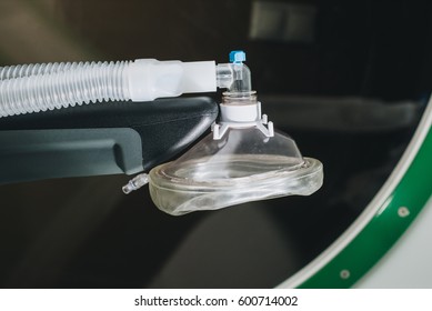 Mask For Breathing Oxygen Lies On The Armrest Of The Altitude Chamber Close