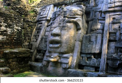 The Mask Temple In Mayan City Of Lamanai, Belize