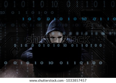 Masked Hacker Masked Hacker is Using Computer