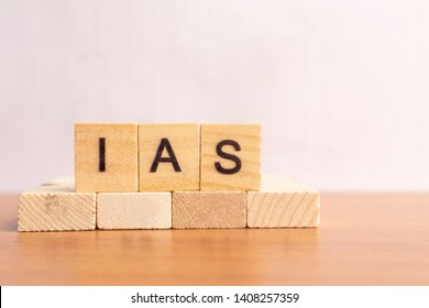 Maski, India 26,May 2019 : IAS Or Indian Administration Service In Wooden Block Letters On Isolated Background.