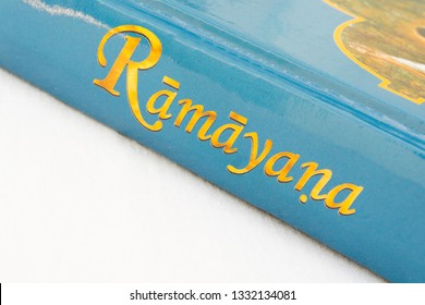 Maski,Karnataka,India - March 07,2019 : The Epic Hindu Ramayana Book On Isolated Background