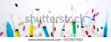 Similar – Image, Stock Photo Assorted pharmaceutical medicine pills, tablets and capsules