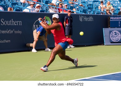 Mason, Ohio - August 13, 2017:  Taylor Townsend In A Qualifying Match At The Western And Southern Open Tennis Tournament In Mason, Ohio, On August 13, 2017.