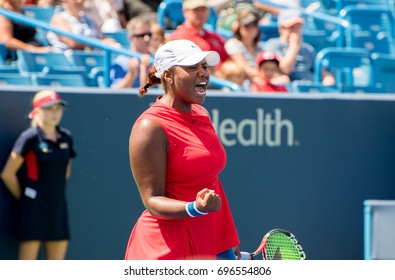 Mason, Ohio - August 13, 2017:  Taylor Townsend In A Qualifying Match At The Western And Southern Open Tennis Tournament In Mason, Ohio, On August 13, 2017.