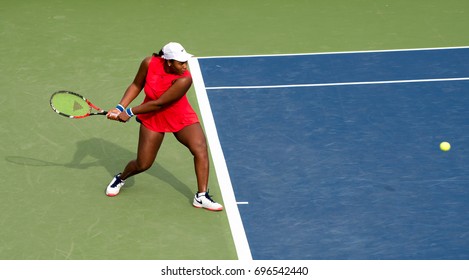 Mason, Ohio – August 14, 2017:  Taylor Townsend In A First Round Match At The Western And Southern Open Tennis Tournament In Mason, Ohio, On August 14, 2017.