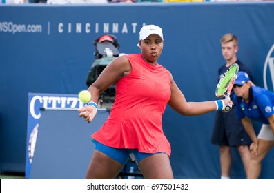 Mason, Ohio - August 15, 2017:  Taylor Townsend In A Second Round Match At The Western And Southern Open Tennis Tournament In Mason, Ohio, On August 15, 2017.