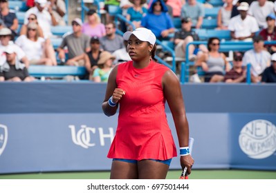 Mason, Ohio - August 15, 2017:  Taylor Townsend In A Second Round Match At The Western And Southern Open Tennis Tournament In Mason, Ohio, On August 15, 2017.