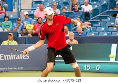 Mason, Ohio - August 16, 2016: John Isner In A Match At The Western And Southern Open In Mason, Ohio, On August 16, 2016. 